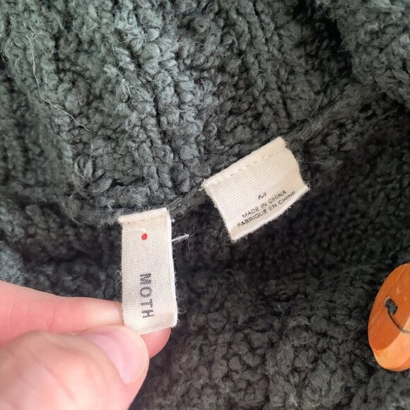 Anthropologie Moth Sweater Medium Green Knit Cowl Neck Cozy Minimalist - Picture 5 of 6